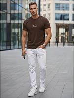 Pánske hnedé bavlnené tričko s potlačou FashionStreet NX5125R Pánske hnedé bavlnené tričko s potlačou FashionStreet NX5125R