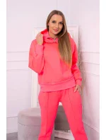 Zateplený rolák a mikina s kapucňou ružová neónová