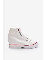 Trampki Damskie Na Koturnie Cross Jeans NN2R4004 Białe