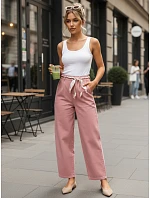 Dámske nohavice s vysokým pásom v ružovej farbe FashionStreet UY2904 Dámske nohavice s vysokým pásom v ružovej farbe FashionStreet UY2904