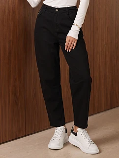 Dámske džínsy Mom Fit s vysokým pásom, čierne, FashionStreet UY3208