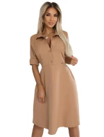 286-8 SANDY Košeľové šaty s opaskom - MOCHA MOUSSE 286-8 SANDY Košeľové šaty s opaskom - MOCHA MOUSSE