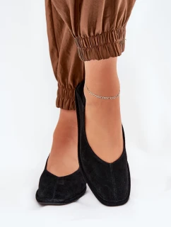 Zamszowe Baleriny Damskie Big Star RR274080 Czarne