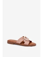 Klapki Damskie Na Płaskim Obcasie Z Ozdobą Vinceza 17381 Beżowe