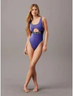 Dámske jednodielne plavky KW0KW02640 C86 modrá - Calvin Klein
