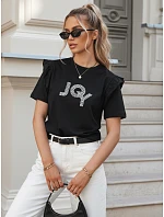 Dámske bavlnené tričko JOY black FashionStreet RY2526 Dámske bavlnené tričko JOY black FashionStreet RY2526