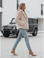 Dámsky kožuch GLAMFLUFFY krátky béžový FashionStreet TY4984
