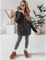 Dámska zimná bunda NORINA prešívaná s kožušinou čierna FashionStreet TY5054