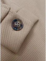 Voľná béžová pruhovaná rebrovaná bunda s golierom (244003) Voľná béžová pruhovaná rebrovaná bunda s golierom (244003)