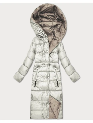 Ecru-béžová obojstranná zimná bunda po kolená Minority (P3-6017-12+62) Ecru-béžová obojstranná zimná bunda po kolená Minority (P3-6017-12+62)