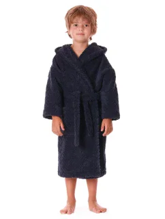 Detský župan Athena s kapucňou 9116 tmavomodrý - Vestis