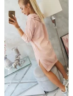 Šaty s kapucňou a dlhším chrbtom tmavo púdrovo ružové Šaty s kapucňou a dlhším chrbtom tmavo púdrovo ružové