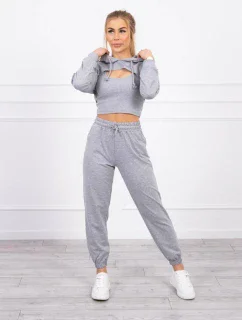 3dielna bavlnená súprava sivá