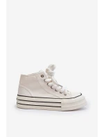 Trampki Damskie Na Platformie Białe Aineri