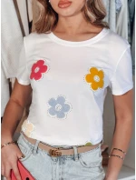 Dámske bavlnené tričko s kvetmi DAISYLA biele FashionStreet RY2742