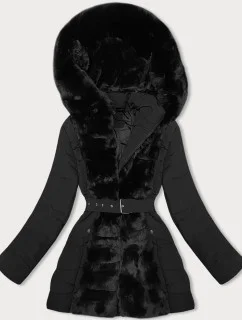 Dámska zimná bunda s kožušinou J Style čierna (11Z8096)