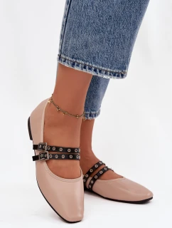 Dámské baleríny s pásky béžové Deliora