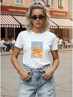 Dámske bavlnené tričko s potlačou, klasická biela farba, FashionStreet NX8025RY Dámske bavlnené tričko s potlačou, klasická biela farba, FashionStreet NX8025RY