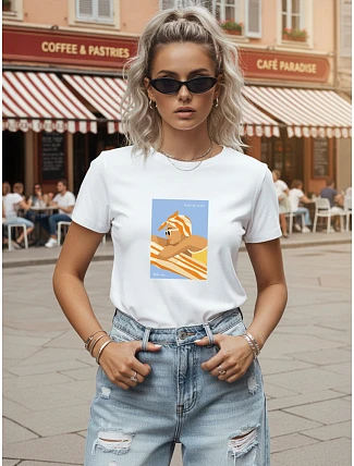 Dámske bavlnené tričko s potlačou, klasická biela farba, FashionStreet NX8025RY Dámske bavlnené tričko s potlačou, klasická biela farba, FashionStreet NX8025RY