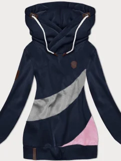 Hrubá dámska pruhovaná mikina tmavomodro-sivá (2302)