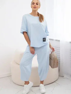 Súprava bavlnená blúzka + nohavice modrá
