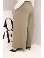 Dámske Plus veľkosť bavlnené nohavice so širokými nohami a voľným strihom Khaki