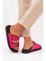 Klapki Damskie Na Platformie Z Klamrami Fuksja Simbes