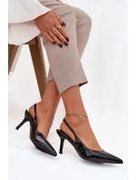 Lakované lodičky na jehlovém podpatku Černé Phelia