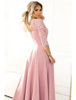 Dámske dlhé čipkované šaty 309-13 AMBER powder pink - Numoco Dámske dlhé čipkované šaty 309-13 AMBER powder pink - Numoco