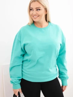 Dámske Plus veľkosť bavlnené základné kolo krku mikina tmavá Mint