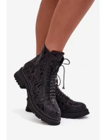 Skórzane Botki Workery Damskie Ocieplane Na Zamek Artiker 57C2257 Czarne