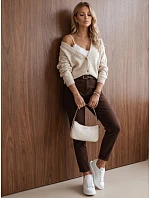 Dámsky sveter s vreckami, vanilková farba, FashionStreet MY2578