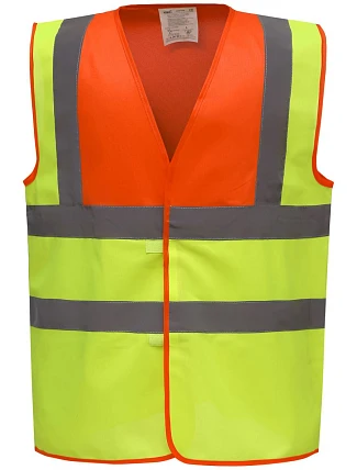 Bezpečnostná vesta Yoko HVW 100 Hi-Vis 79.W100, hi-vis oranžová/hi-vis žltá Bezpečnostná vesta Yoko HVW 100 Hi-Vis 79.W100, hi-vis oranžová/hi-vis žltá