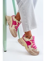 Snekersy Damskie Na Grubej Podeszwie Fuksja Peonema