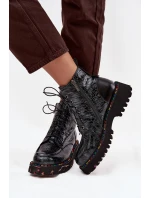 Skórzane Lakierowane Botki Damskie Artiker 57C0065 Szare