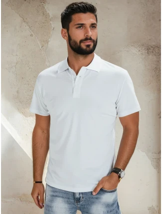 Pánske bavlnené polo tričko biele FashionStreet PX0514 Pánske bavlnené polo tričko biele FashionStreet PX0514