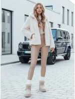 Dámsky krátky kabát ELMIRIS béžový kožuch FashionStreet TY4994