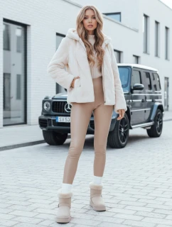 Dámsky krátky kabát ELMIRIS béžový kožuch FashionStreet TY4994