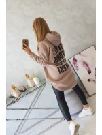 Zateplená mikina s dlhým chrbtom a kapucňou tmavo béžová Zateplená mikina s dlhým chrbtom a kapucňou tmavo béžová