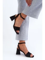 Sandały Damskie Na Obcasie Z Eko Zamszu Vinceza 17328 Czarne