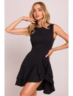 M850 Mini šaty s volánmi - čierne