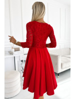 Šaty s čipkovým výstrihom Numoco NICOLLE - červené