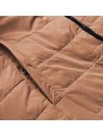 Čierno-karamelová obojstranná dámska bodkovaná bunda (M-111)