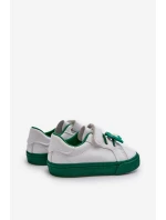 Dziecięce Sneakersy Trampki Z Przypinką Biało-Zielone Pennyn