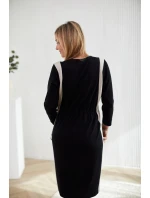 Denné šaty M401 čierno-béžové - La Aurora