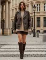 Dámske semišové čižmy s ihličkovým podpätkom hnedé FashionStreet ZY1131
