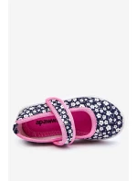 Dziecięce Baleriny Na Rzep W Print Granatowo-Różowe Selah