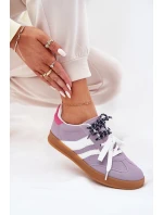 Niskie Sneakersy Damskie Z Podwójnym Sznurowaniem Fioletowe Ventus
