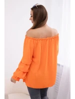 Španielska blúzka s ozdobnými oranžovými rukávmi
