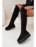 Kozaki Damskie Na Platformie Za Kolano Big Star SS274264 Czarne